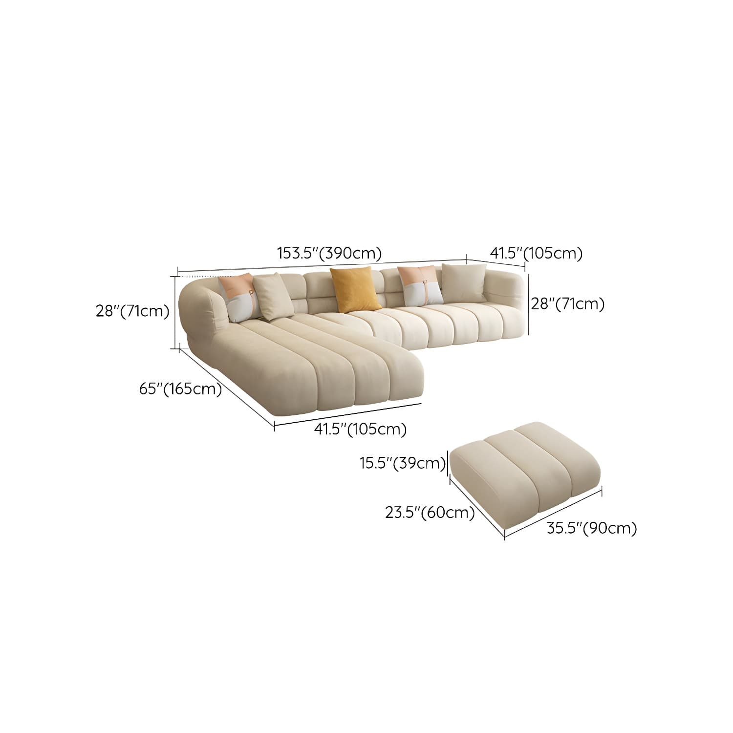 Stylish Beige L-Shape Sectional Sofa Chaise with Storage Included - image 21
