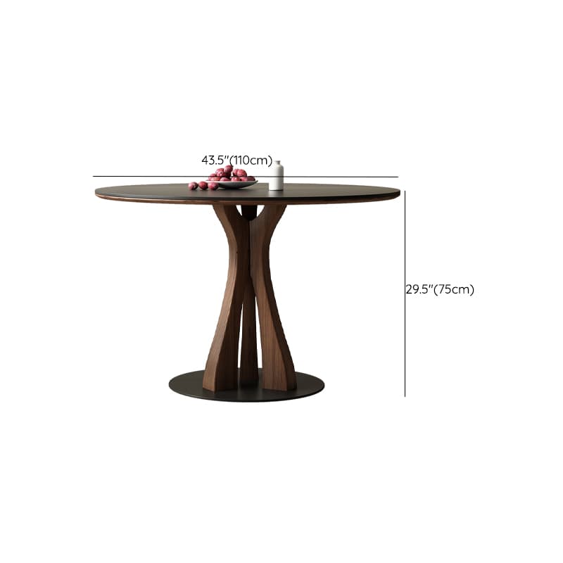 Round Modern Stone Top Dining Table with Solid Wood Pedestal Base - image 18