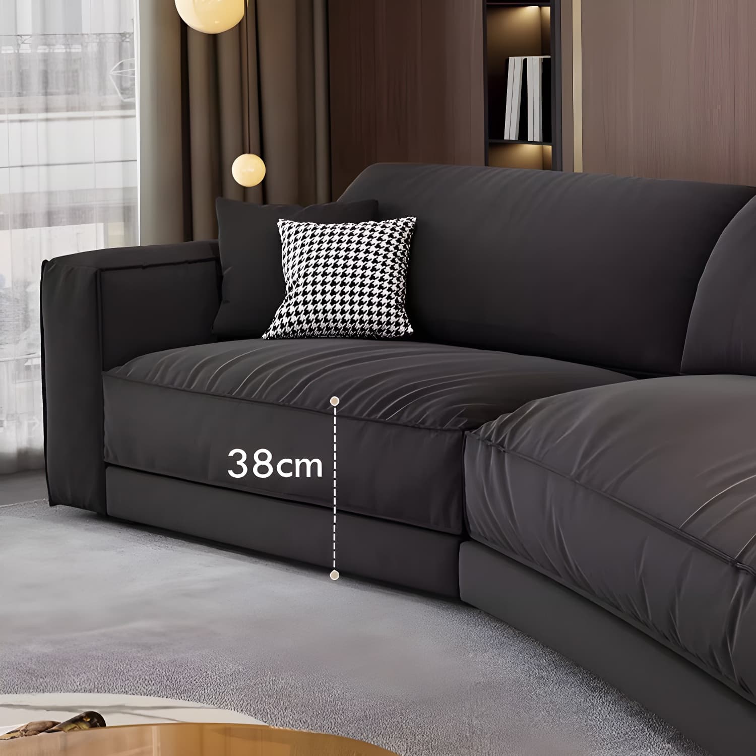 Modern Gray Polyester Blend Stationary Sectional Sofa with Square Arm and Cushion Back - image 10