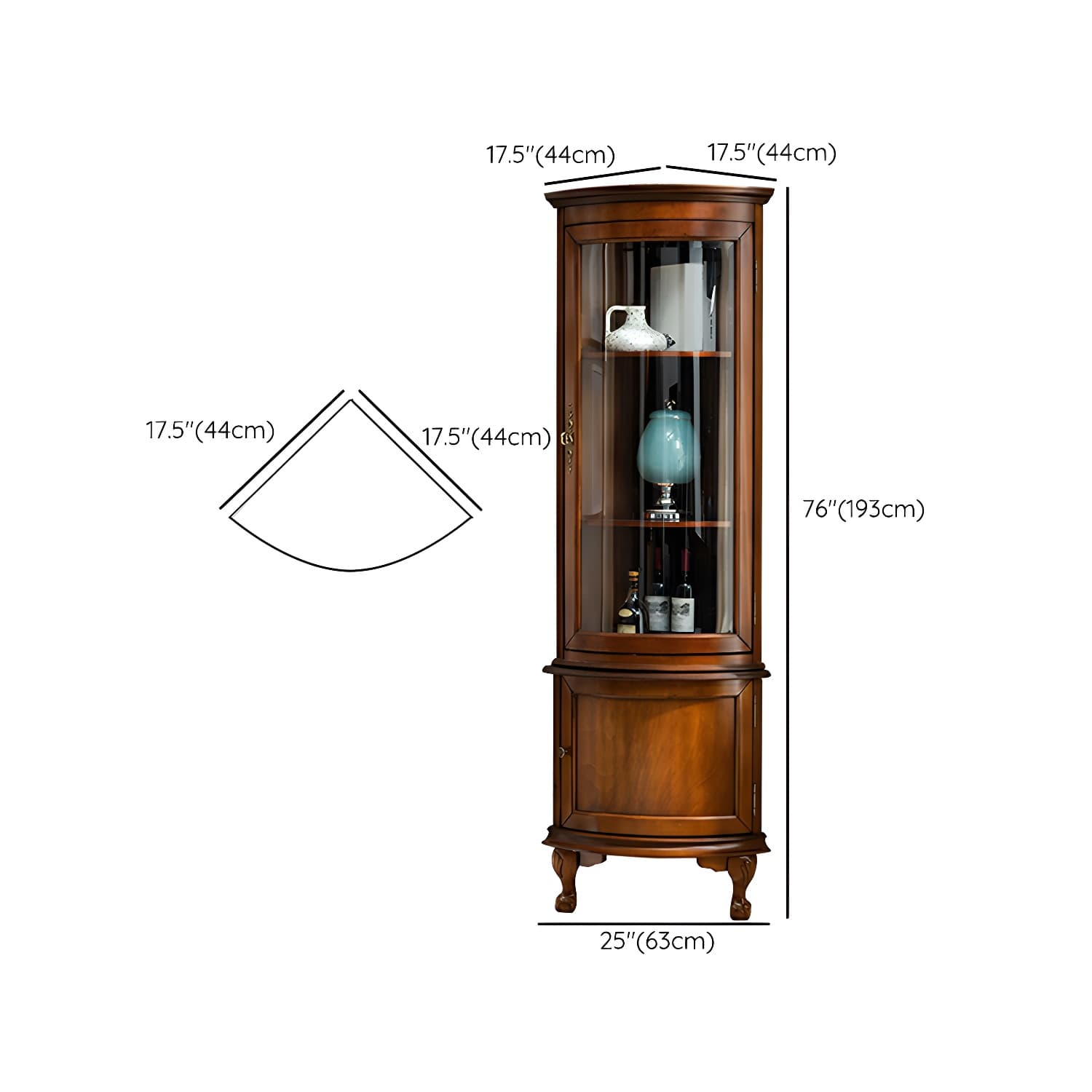 Mid-Century Modern Corner Accent Cabinet with Brown Wood Counter Top and Distressed Metal Base - image 12