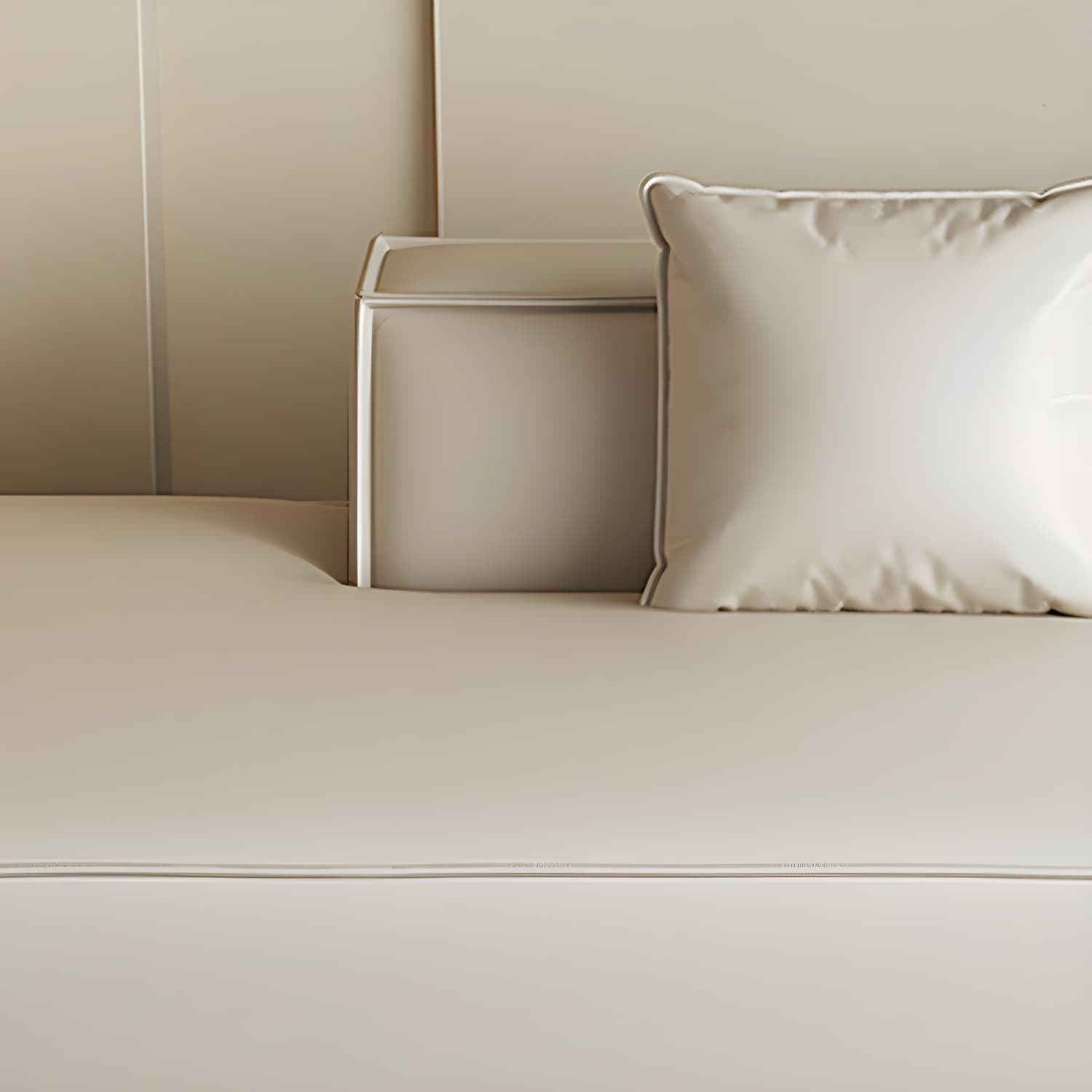 Modern Beige Pillow Back Sectional Sofa in Silicone Rubber with Wood Frame - image 3