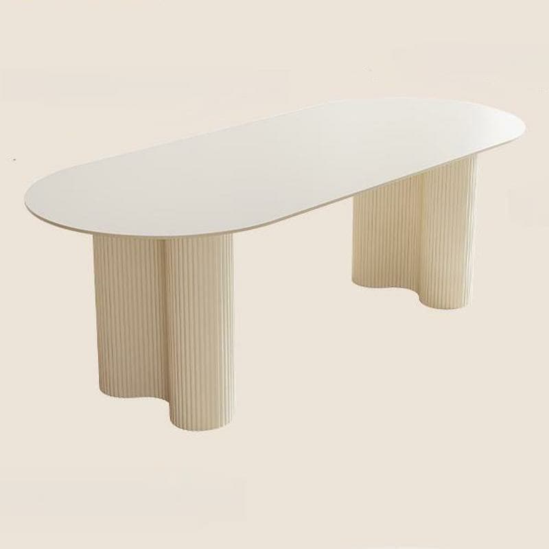 Free Form Stone Kitchen Table with Metal Base for Dining Room, White - image 10