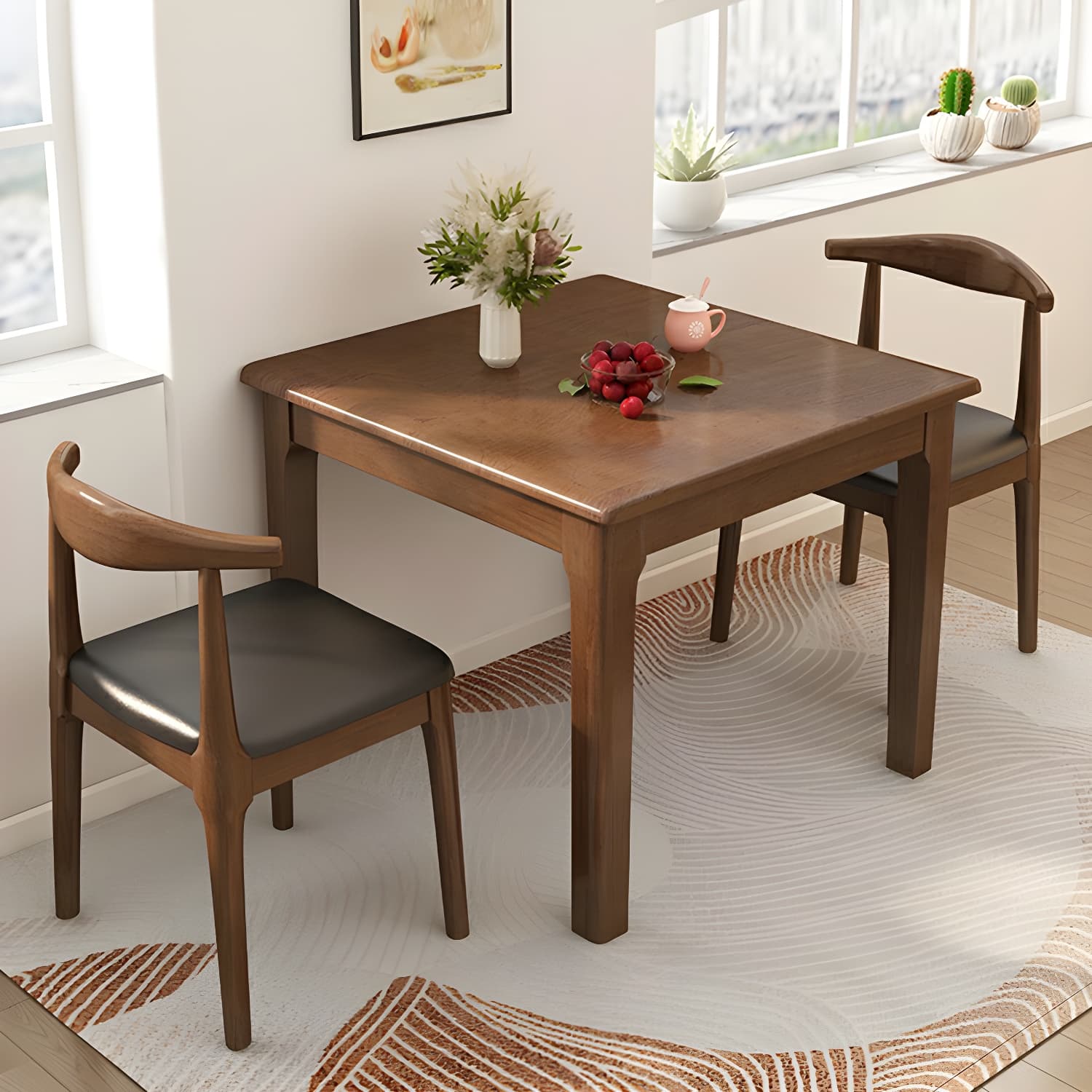 Squared Wood Kitchen & Dining Table with Legs Standard Height