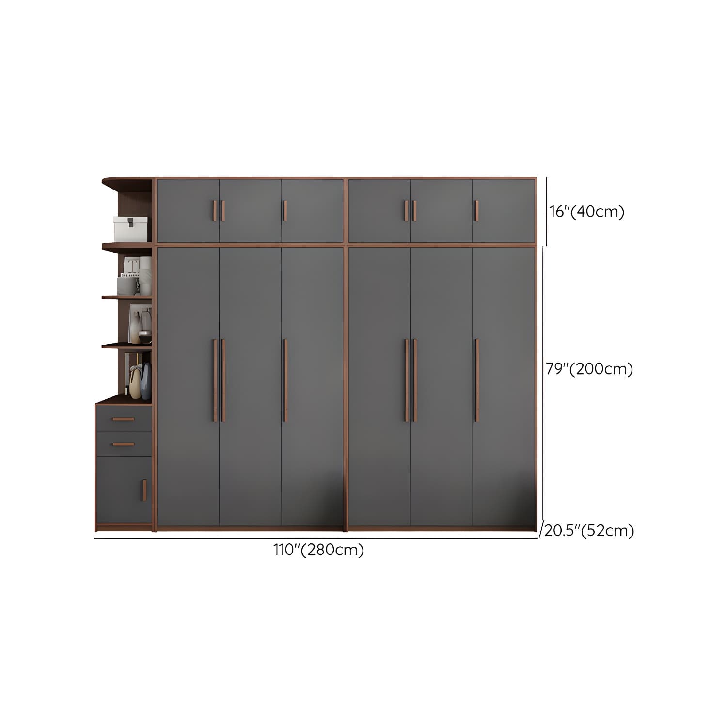 Traditional Wood Wardrobe Armoire with Drawers, Shelves, and Clothing Rod - image 20