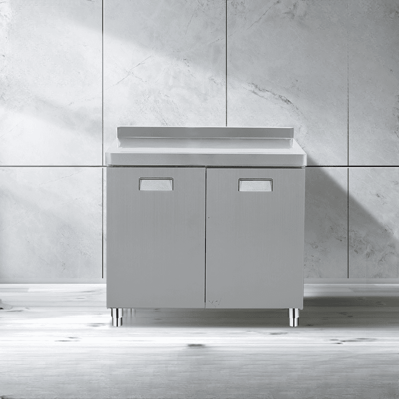 3 Doors/4 Doors/2 Doors Art Deco Chrome Narrow/Standard Sideboard with Metal Countertop, 1 Shelf, and Kitchen Cupboards