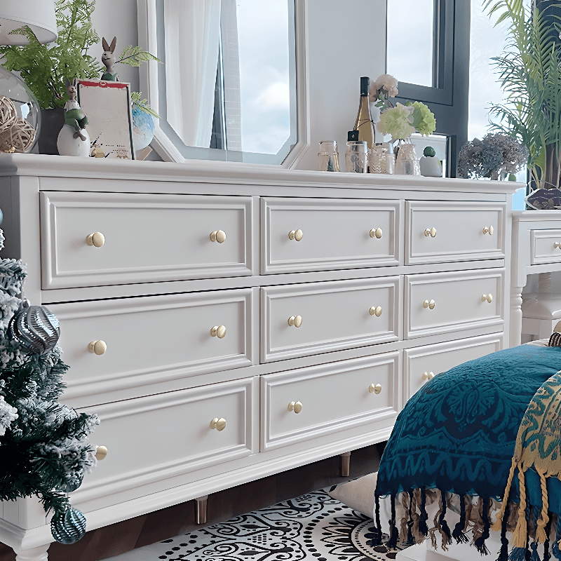 White Simplistic Solid+Composite Wood Double Dresser/Lingerie Chest with 9/8/4 Drawers Horizontal/Vertical - image 6