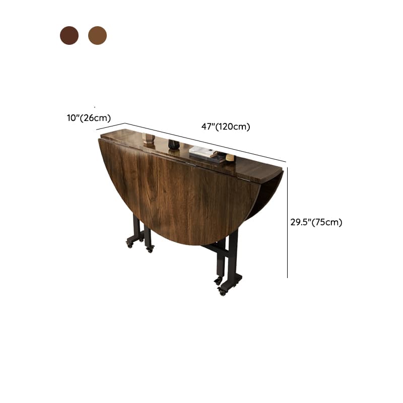 Simple Circular Weathered Wood Dining Table with MDF Top and Extendable Leaf Mechanism - image 17