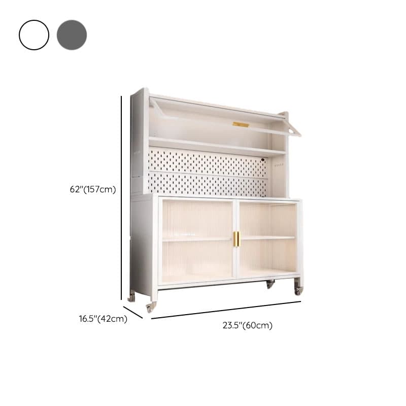 Narrow Steel Countertop Sideboard with Wheels, Cupboard, Changeable Shelf, and 3/4 Doors - image 8