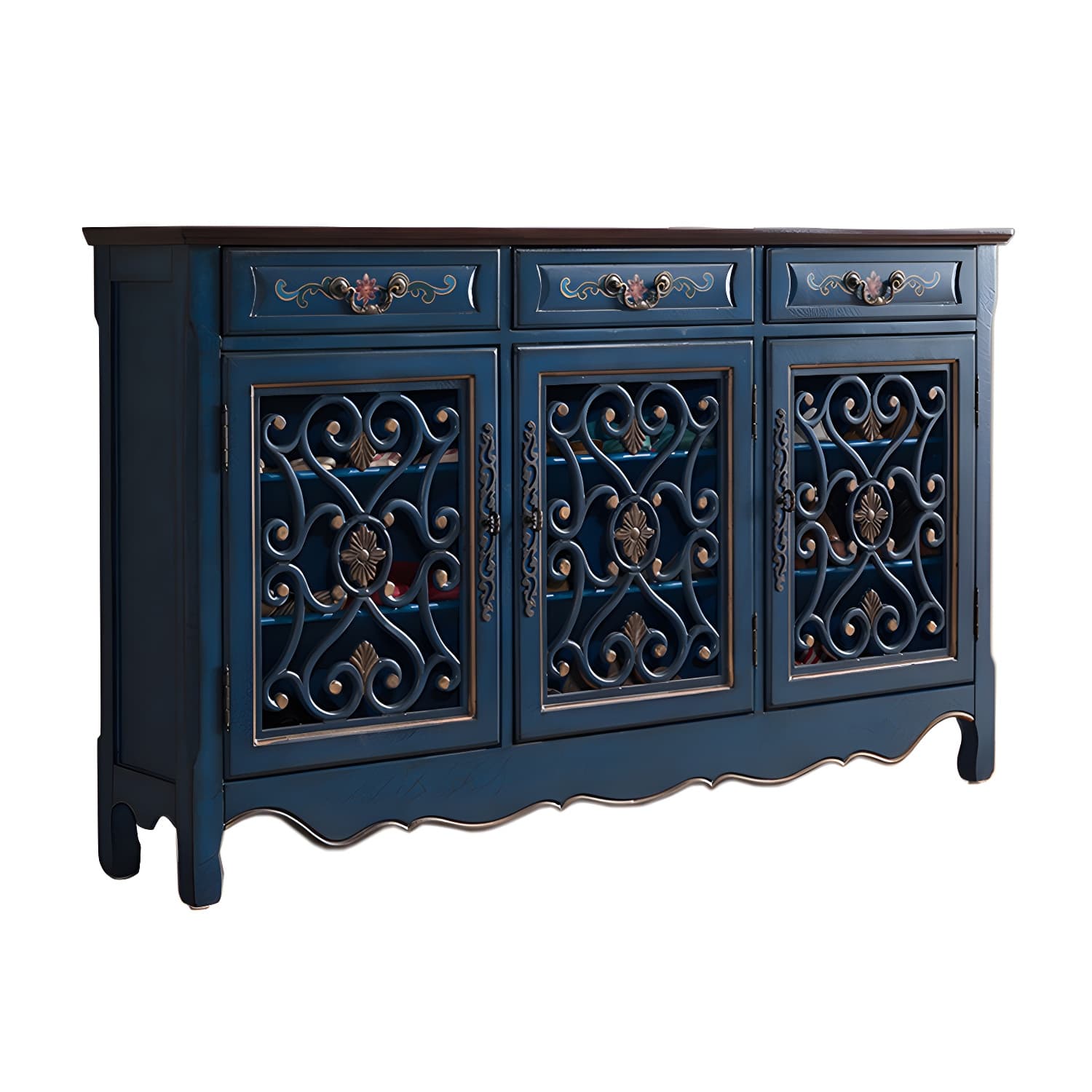 Industrial Cabriole Legs Storage Cabinet Solid Wood Storage Cabinet - image 12