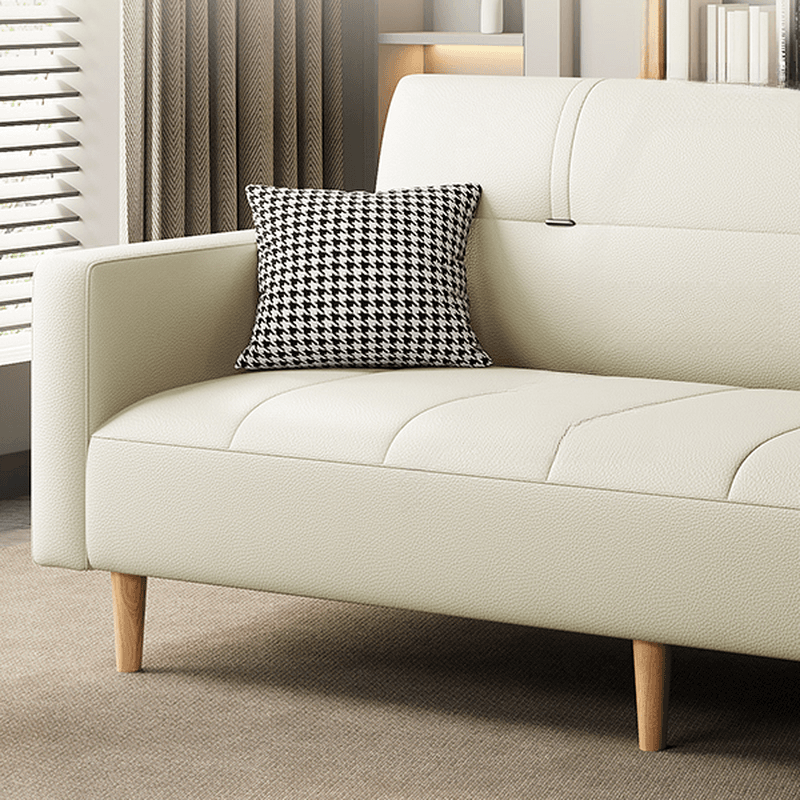 Trendy Solid Color Scratch-immune Convertible Sofa in Grey/Beige/Ecru with Arm, 4-seater/2 People/Seats 3, and 2 Pillows - image 16