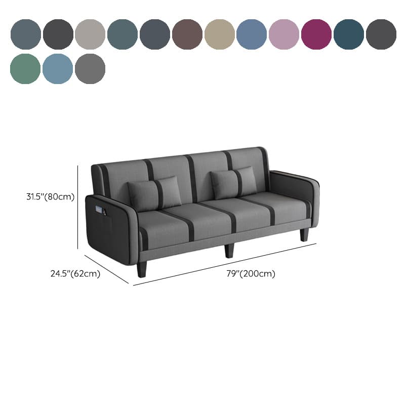 Striped Standard Sofa in Dark Gray/Cerulean/Off-White with Armrest - image 20