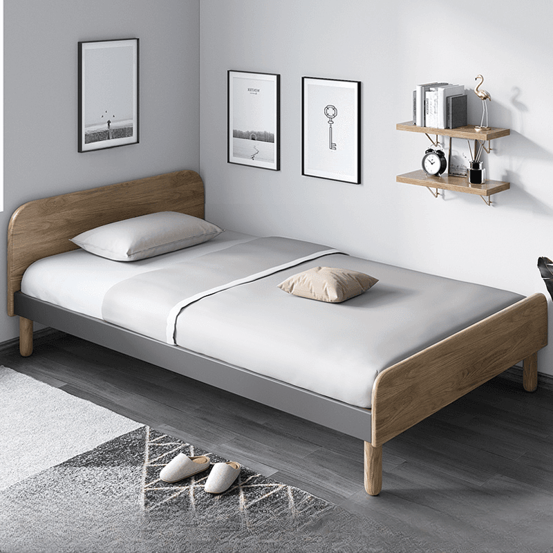 Solid Color Storage Included Panel Bed with 3 Storage Boxes and Panel Headboard