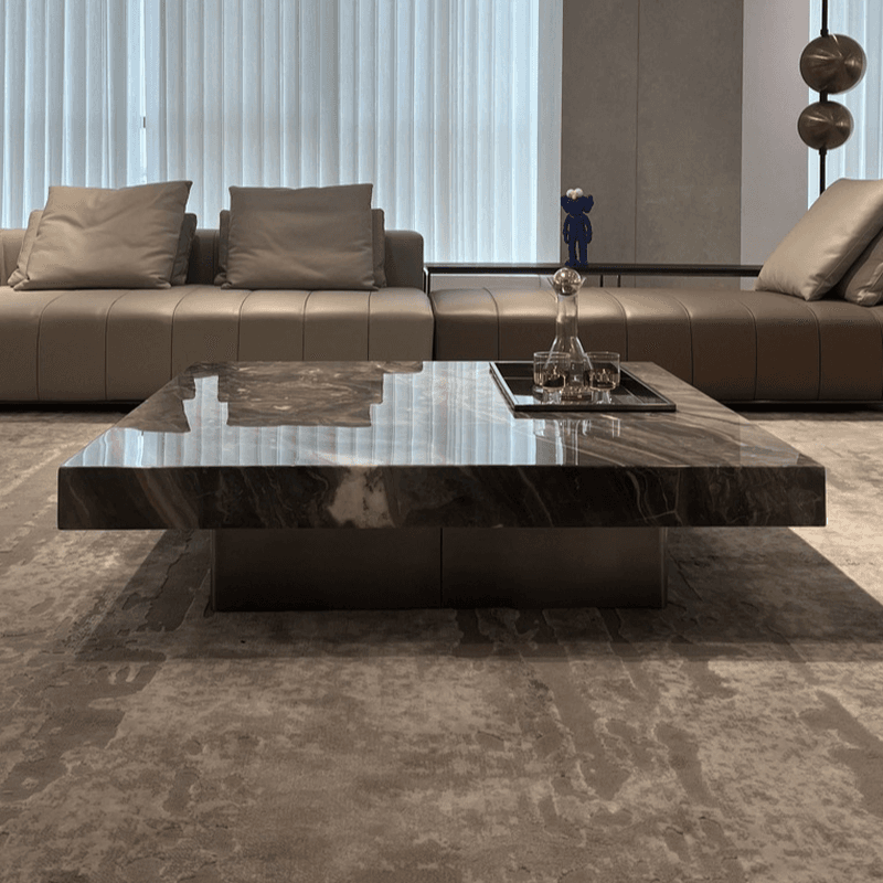 Contemporary Square Stone Top Sled Base Accent Table for Indoor Use - image 7