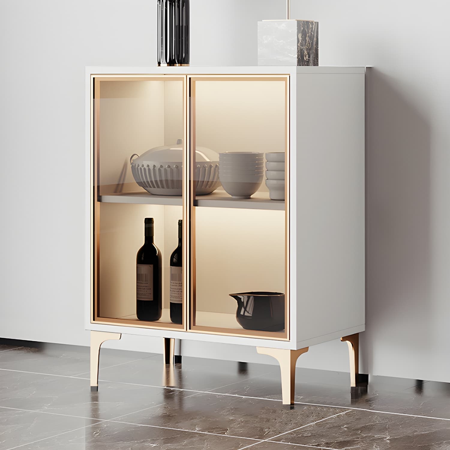 Contemporary Sideboard Cabinet for Dining Room with Glass Doors & Drawers Included - image 4