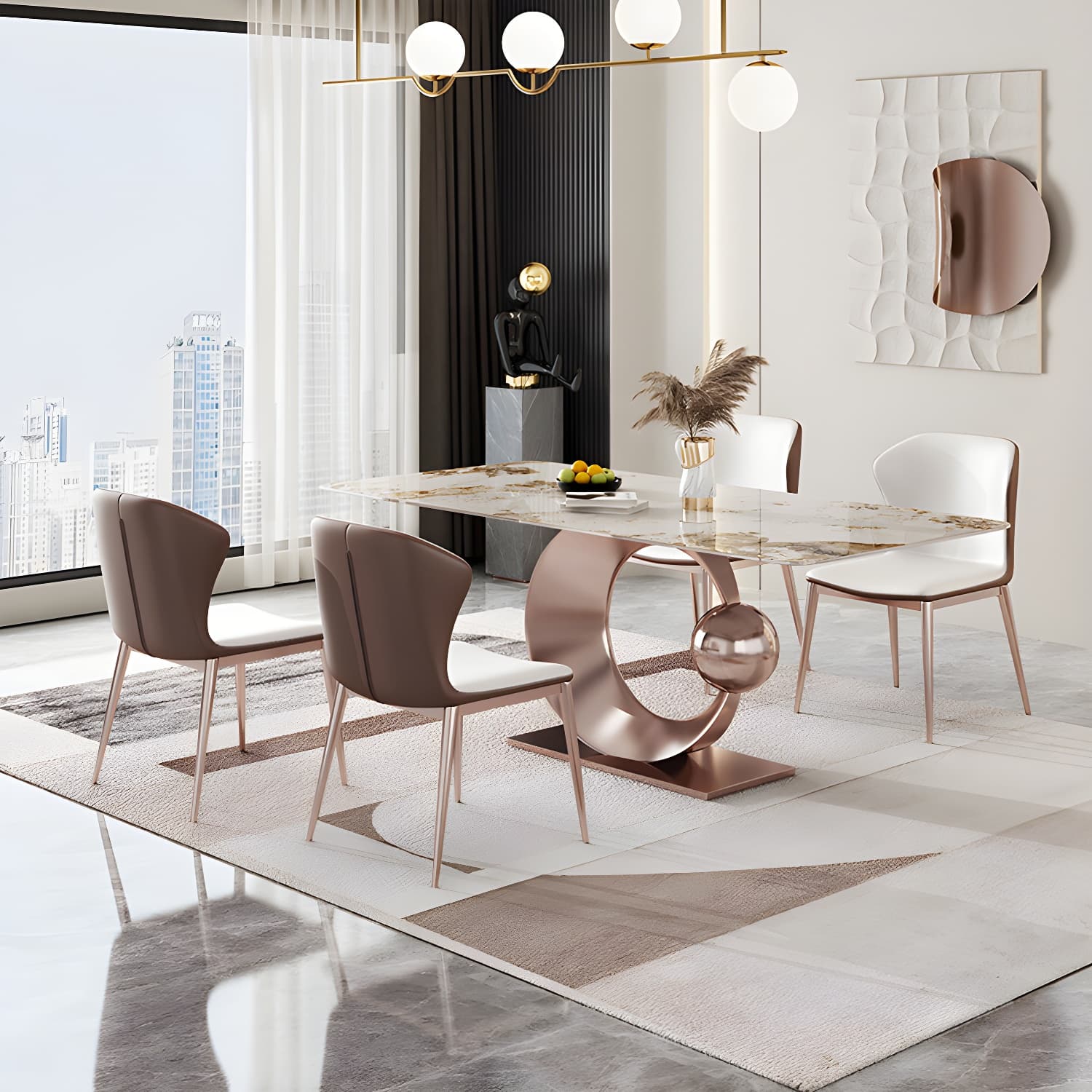 Modern Style Sintered Stone Dining Table Set 1/4/5/7/9 Pieces Dining Set for Home Use - image 4