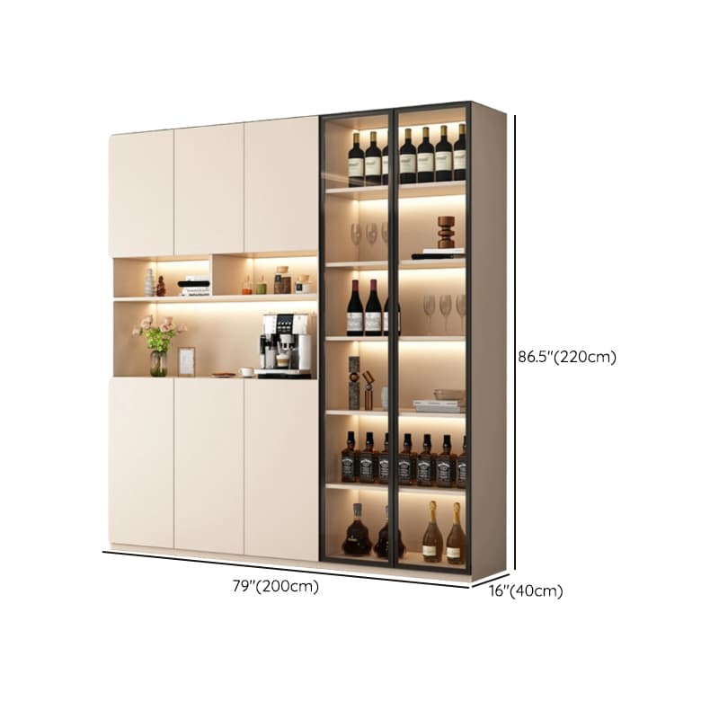 Off-White Contemporary Wood Buffet Sideboard with Cabinets and Shelves - image 24
