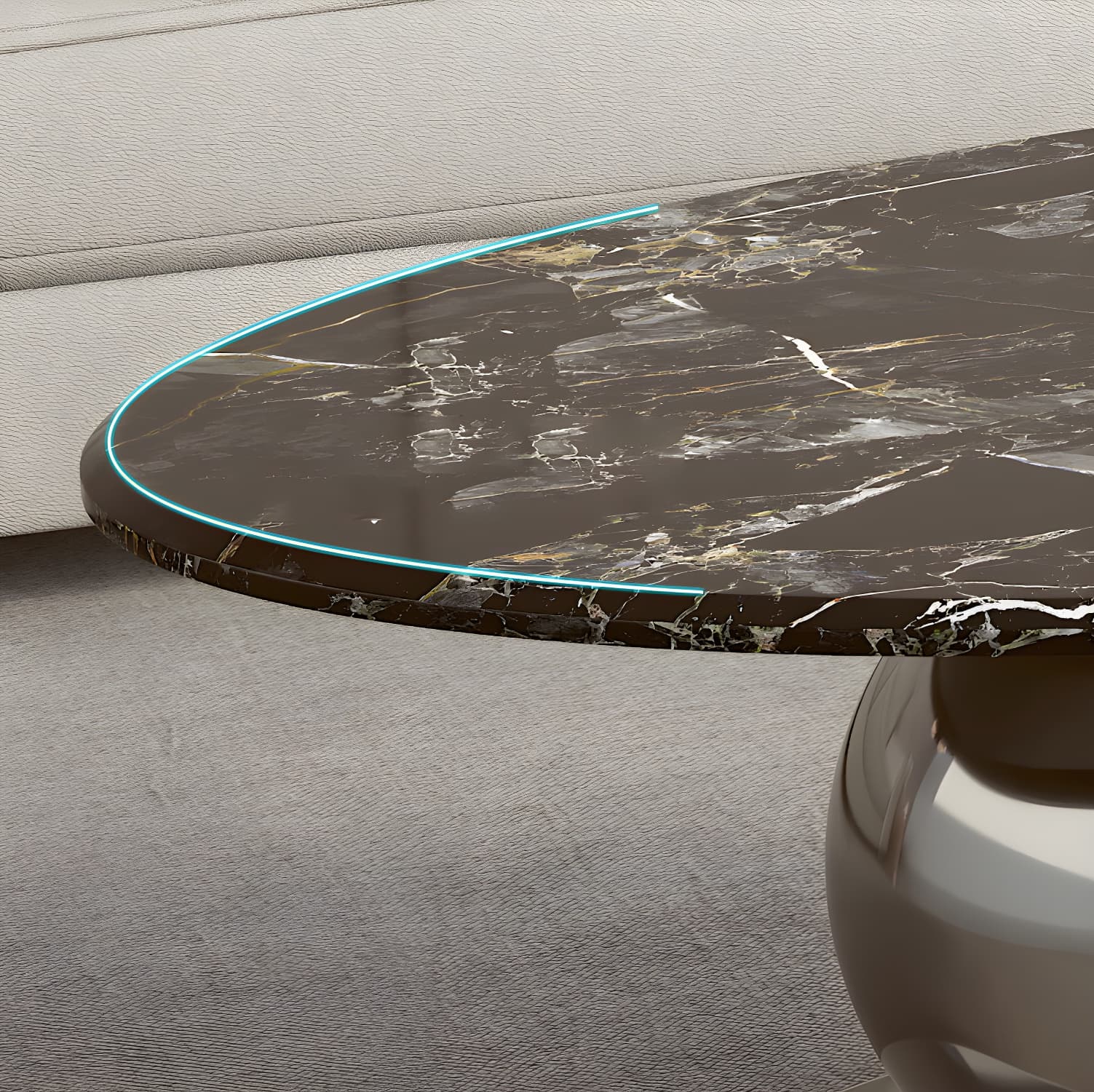 Chic Oval Stone Coffee Table - Modern Elegance with Metal Pedestal Base - image 10