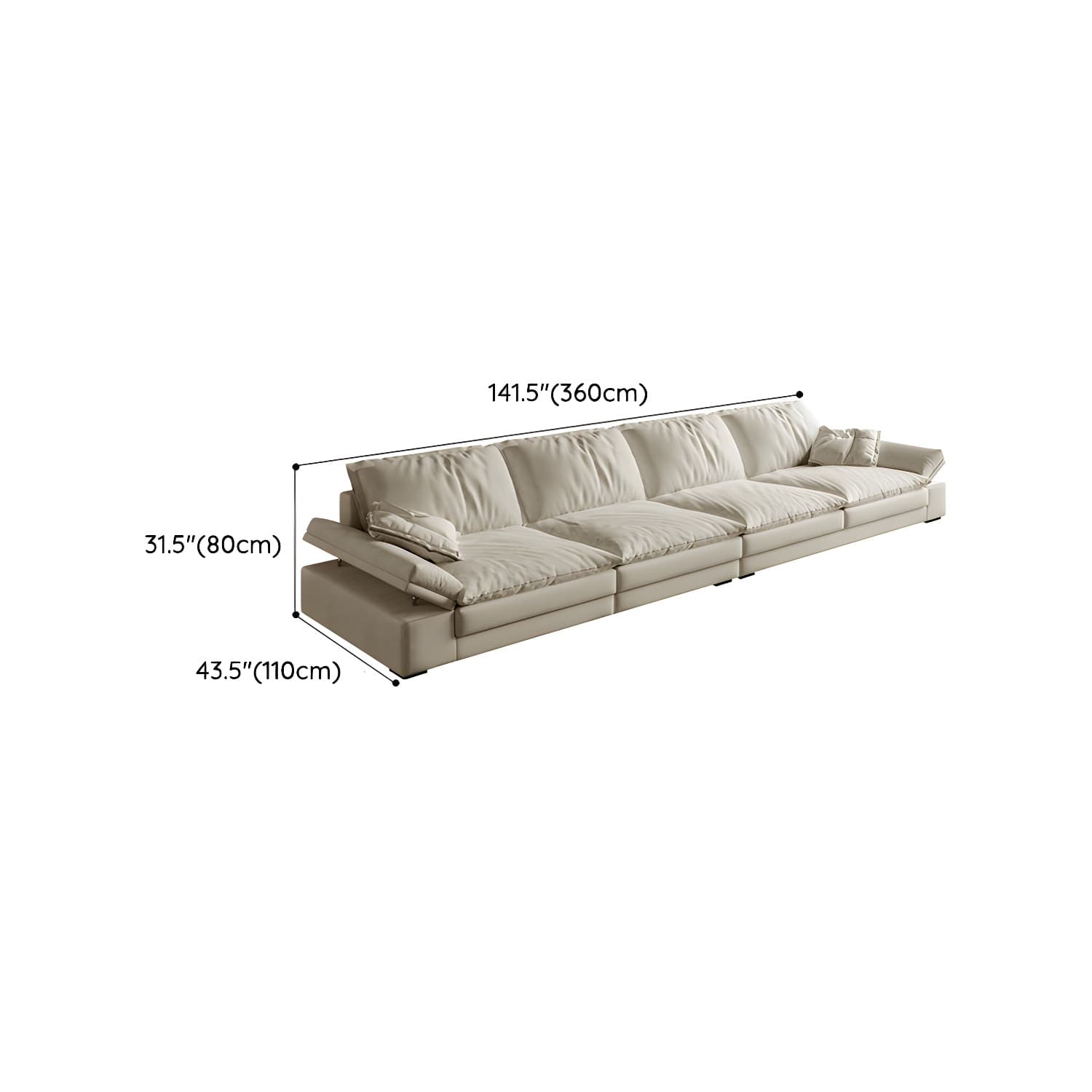 Beige Stationary Modern Sectional Sofa with Pillow Top Arm and Cushion Back - image 14
