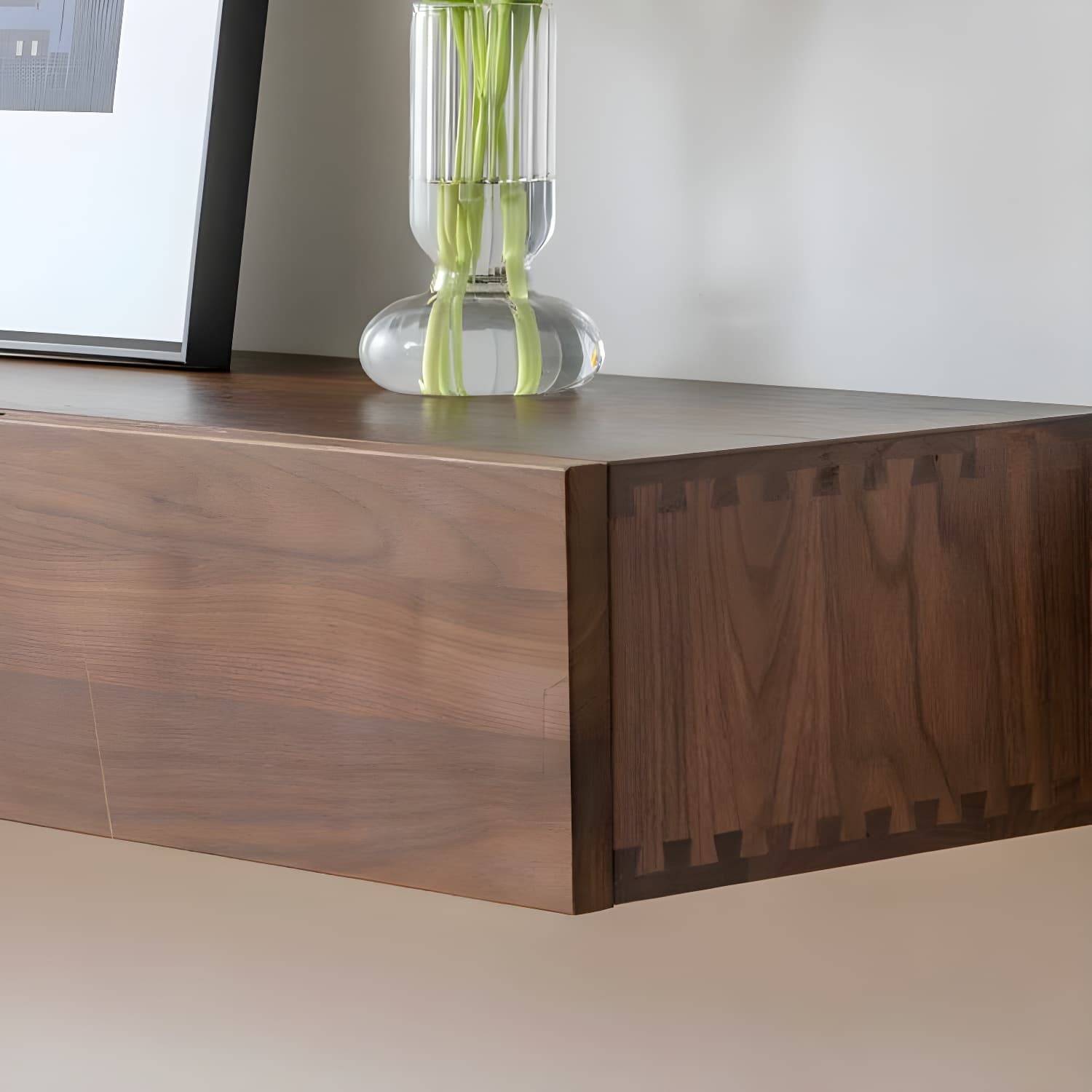 Modern Wall-Mounted Walnut TV Media Console with 2-Drawer and 2-Door - image 10