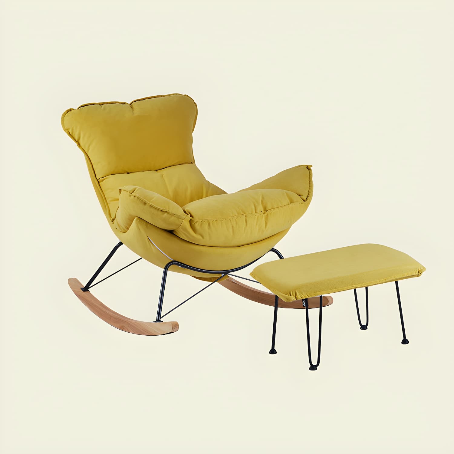 High Back Rocking Chair Ergonomic with Padded Seat Rocker Chair with Ottoman - image 14