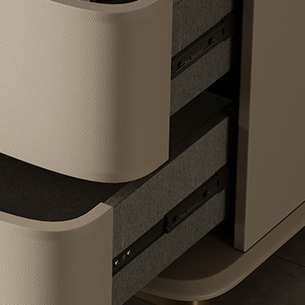 Modern Faux Leather Drawer Storage Nightstand with Stone Table Top - image 19