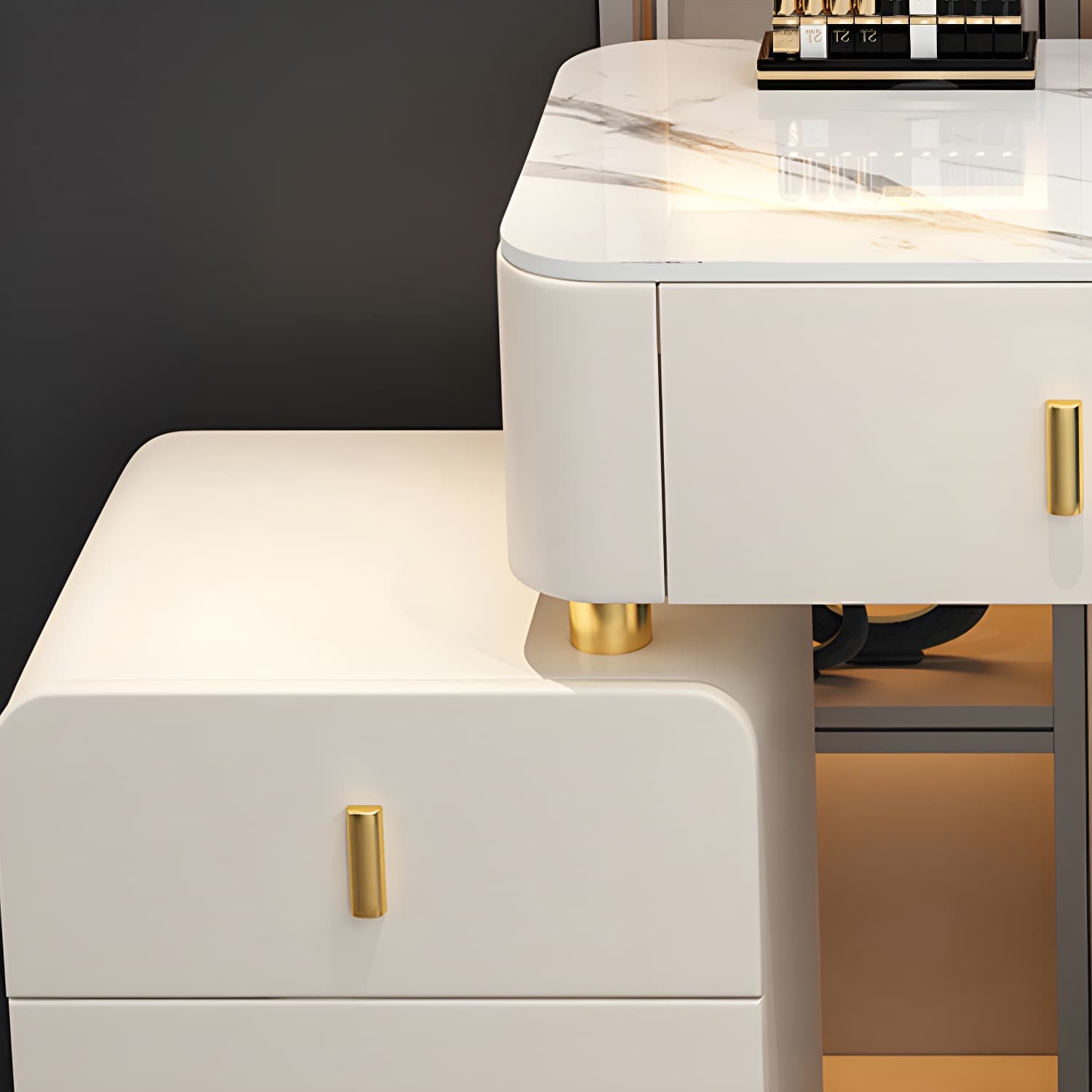 Glam Stone Makeup Counter Bedroom Vanity Dressing Table with Drawer - image 15