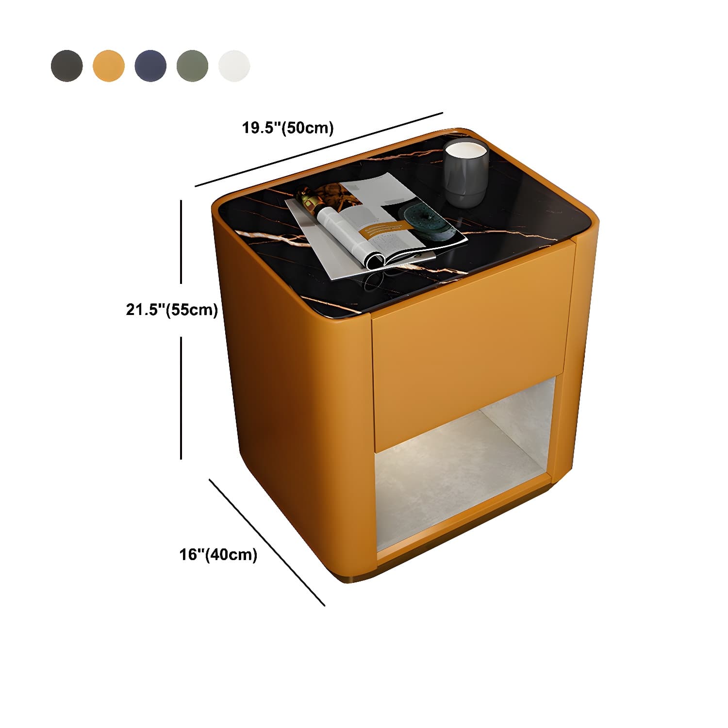 Modern Solid Wood and Slate Night Table Drawer Storage Bed Nightstand - image 19