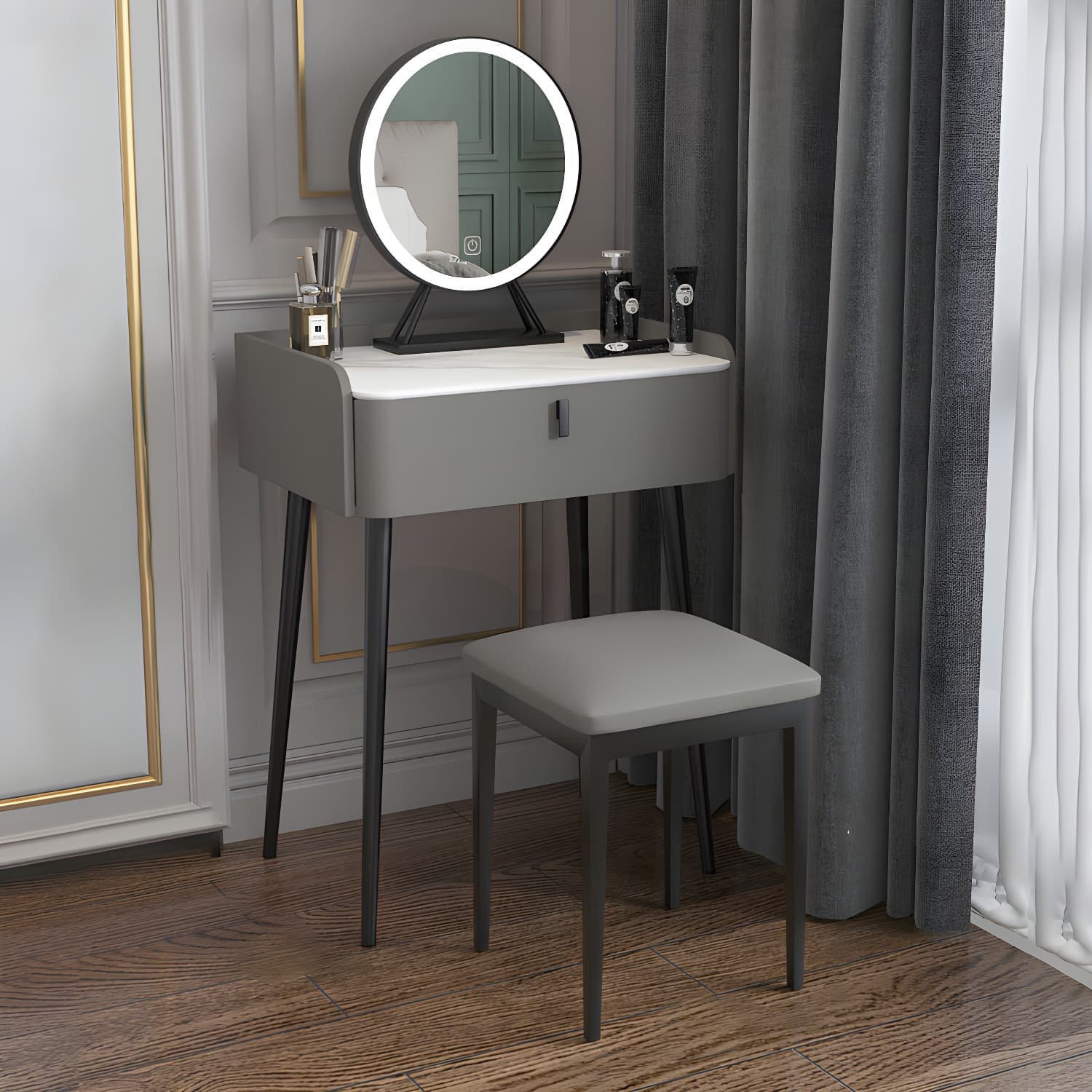 15" Wide Contemporary Make-up Vanity Mirror Dressing Table with Drawer - image 7