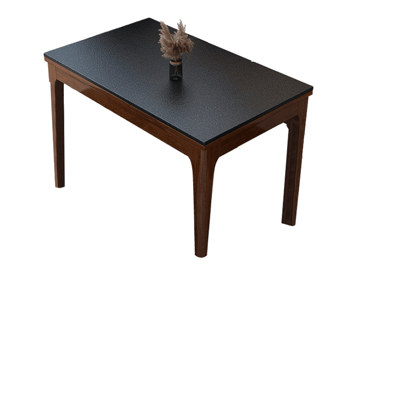 Scandinavian Rectangular Sintered Stone Dining Table Set with Four Legs Fixed Table for 4/2 People in Ink/Chalk - image 9