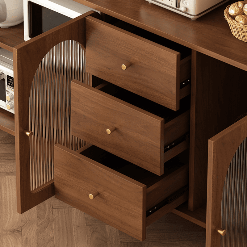3 Drawers Modish Tan Standard Sink Cabinet with Glass Doors, 2 Shelves/1 Shelf, and Cabinets - image 7