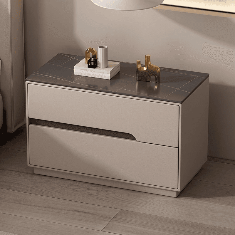 Minimalist Bedside Cabinet Nightstand with 2 Drawers and Stone Countertop - image 5