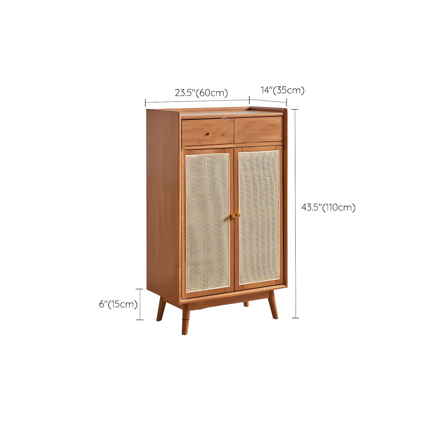 Mid-Century Modern Rectangle Storage Cabinet Natural Finish Accent Cabinet - image 15