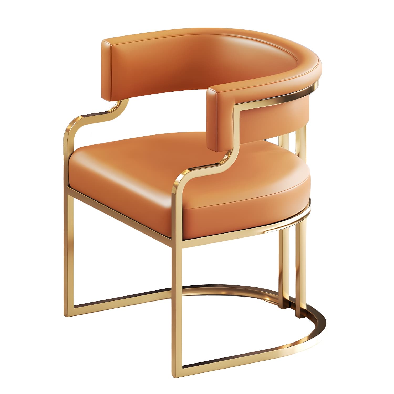 Upholstered Low-Back Arm Chair with Faux Leather and Brass/Gold Legs in Glam Style - image 22