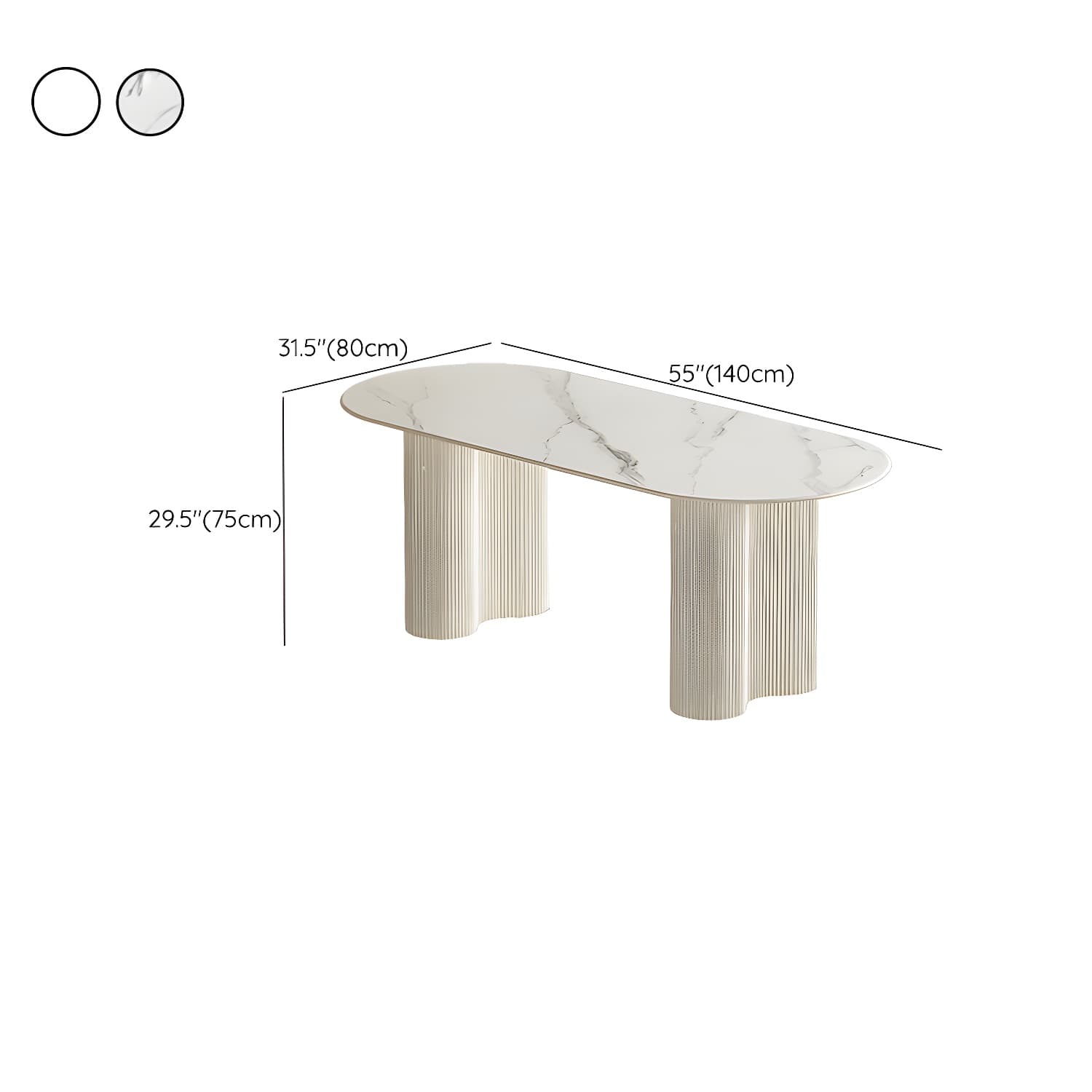 White Modern Stone Top Kitchen Dining Table with Metal Base for Home - image 11