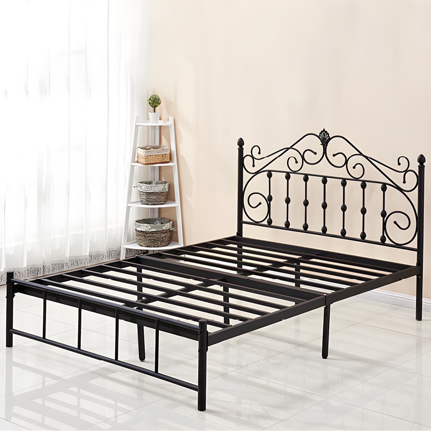 Glam Style Metal Iron Material with Headboard Gold/black/white Bed - image 6