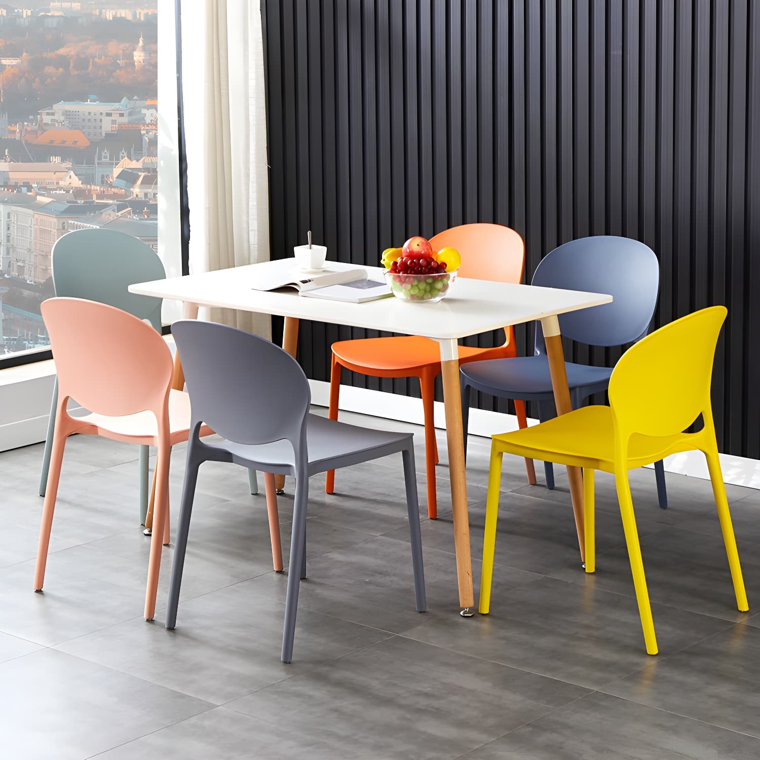 Plastic Open Back Dining Chair Indoor-Outdoor Stackable Side Chair - image 9