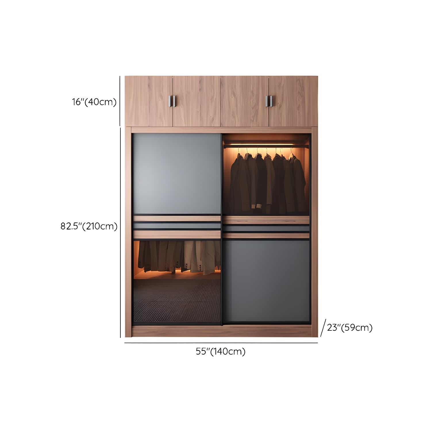 Brown Engineered Wood Wardrobe Armoire Modern Wardrobe Closet - image 22