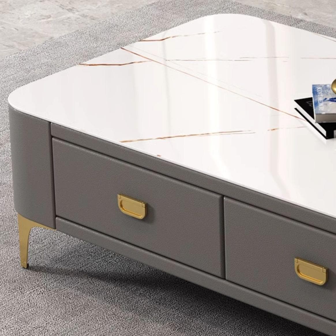 Modern Oblong Stone Coffee Table with Water and Scratch Resistant - image 10