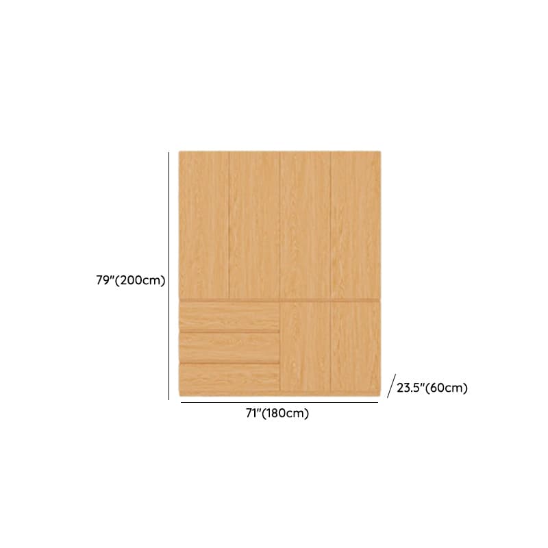 Casual Natural Finish Wood Wardrobe Closet with Soft Close Drawer, Door, Interior Shelves, and Hanging Rod - image 8