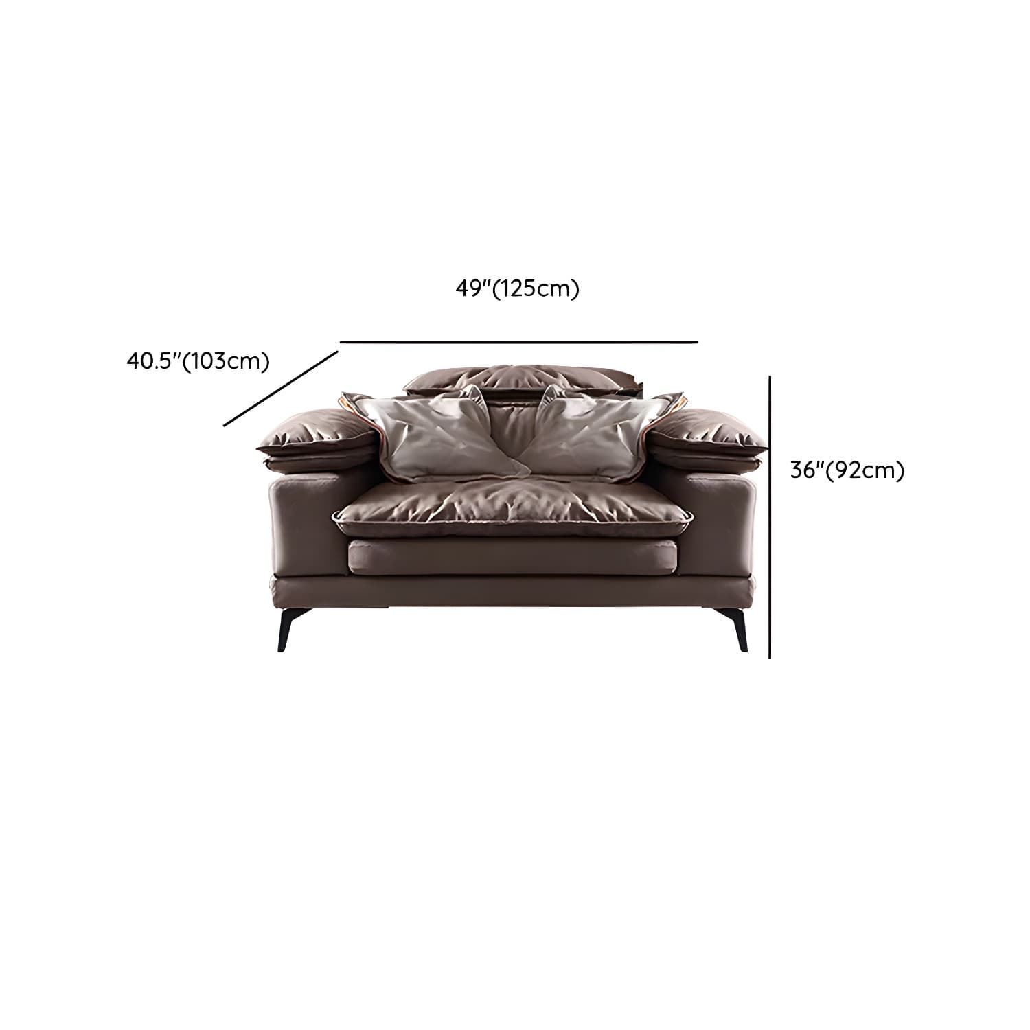 Mid-Century Modern Brown Tech Cloth Sectional Sofa with Wood Frame and Pillow Top Arms - image 16