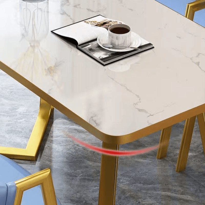 Dining Table Set in Luxurious Style with Recycled Wood Top and Sleighing Base - image 16