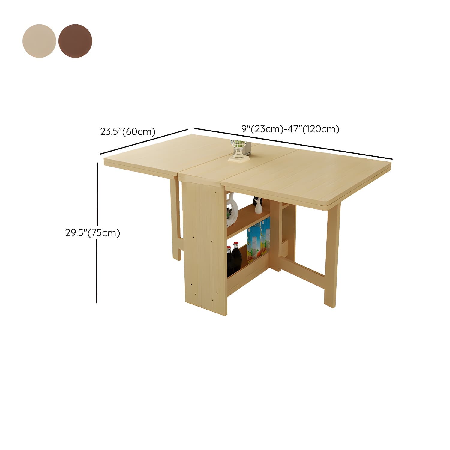 Modern Rectangular Wood Dining Table with Pedestal Base, Seats 4, Drop Leaf Design - image 11