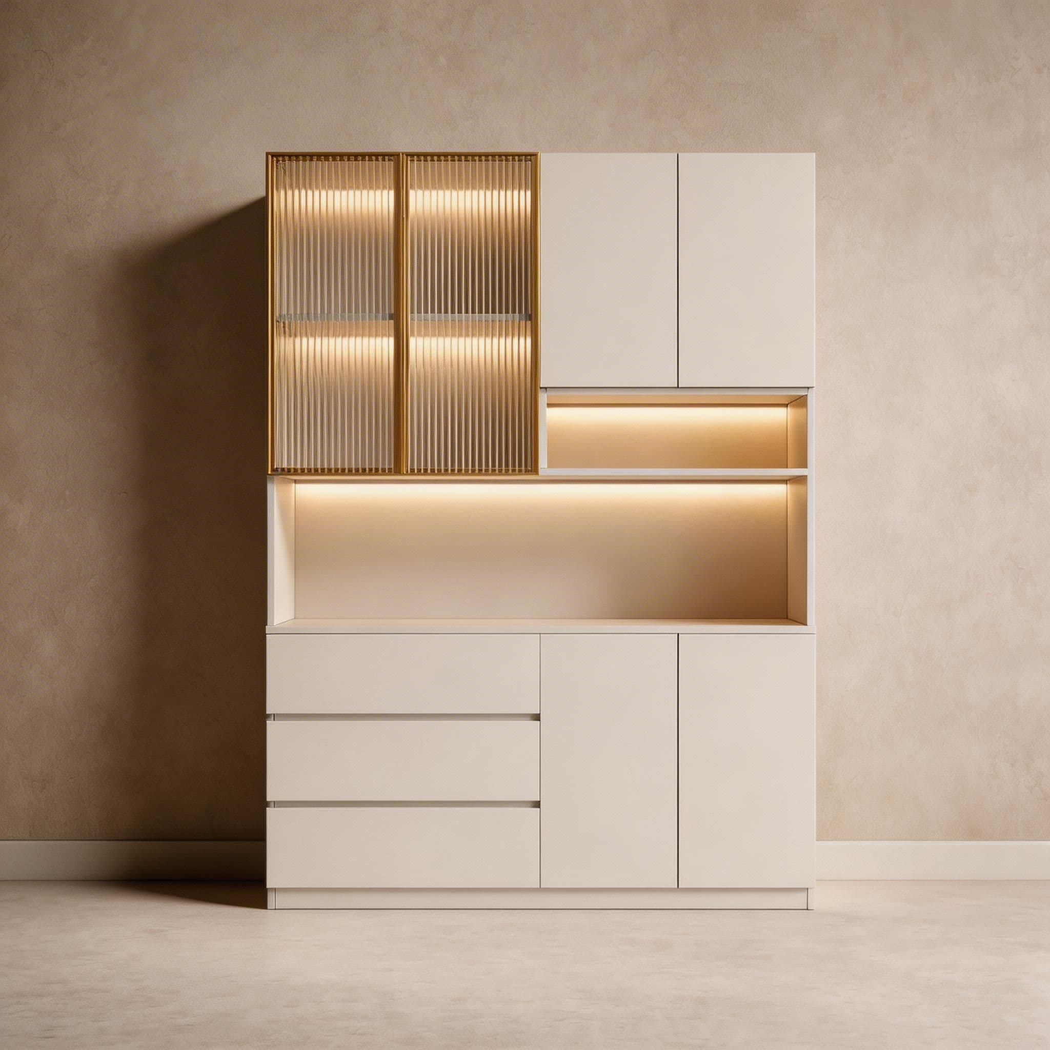 Trendy Sideboard with 3 Drawers, Cupboard, Wide/Standard/Narrow Sizes, 2/1 Shelves, Cabinets, and Glass-panel Door - image 47