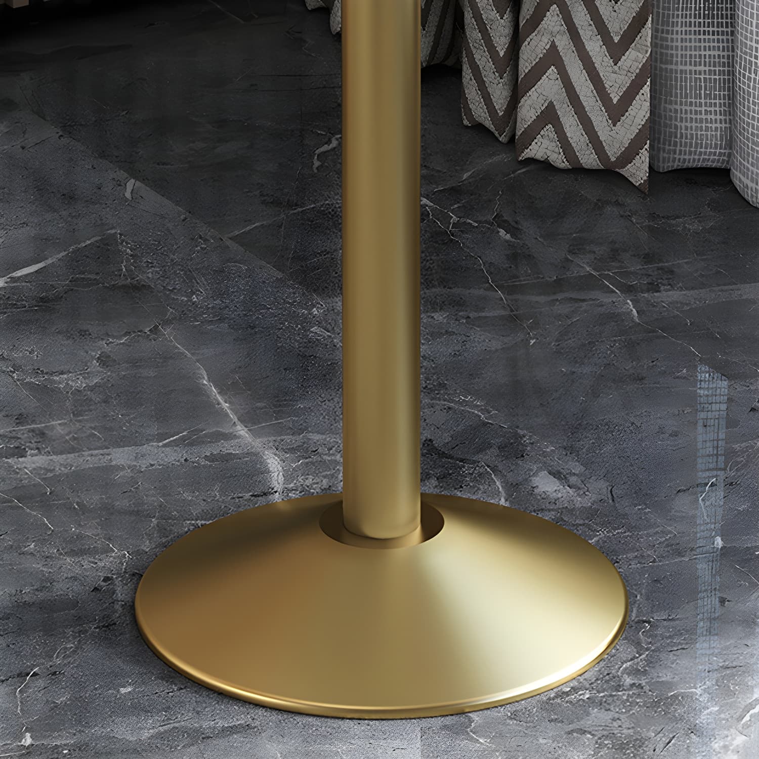 Round Sintered Stone Top Table Contemporary Metal Base Dining Table - image 7