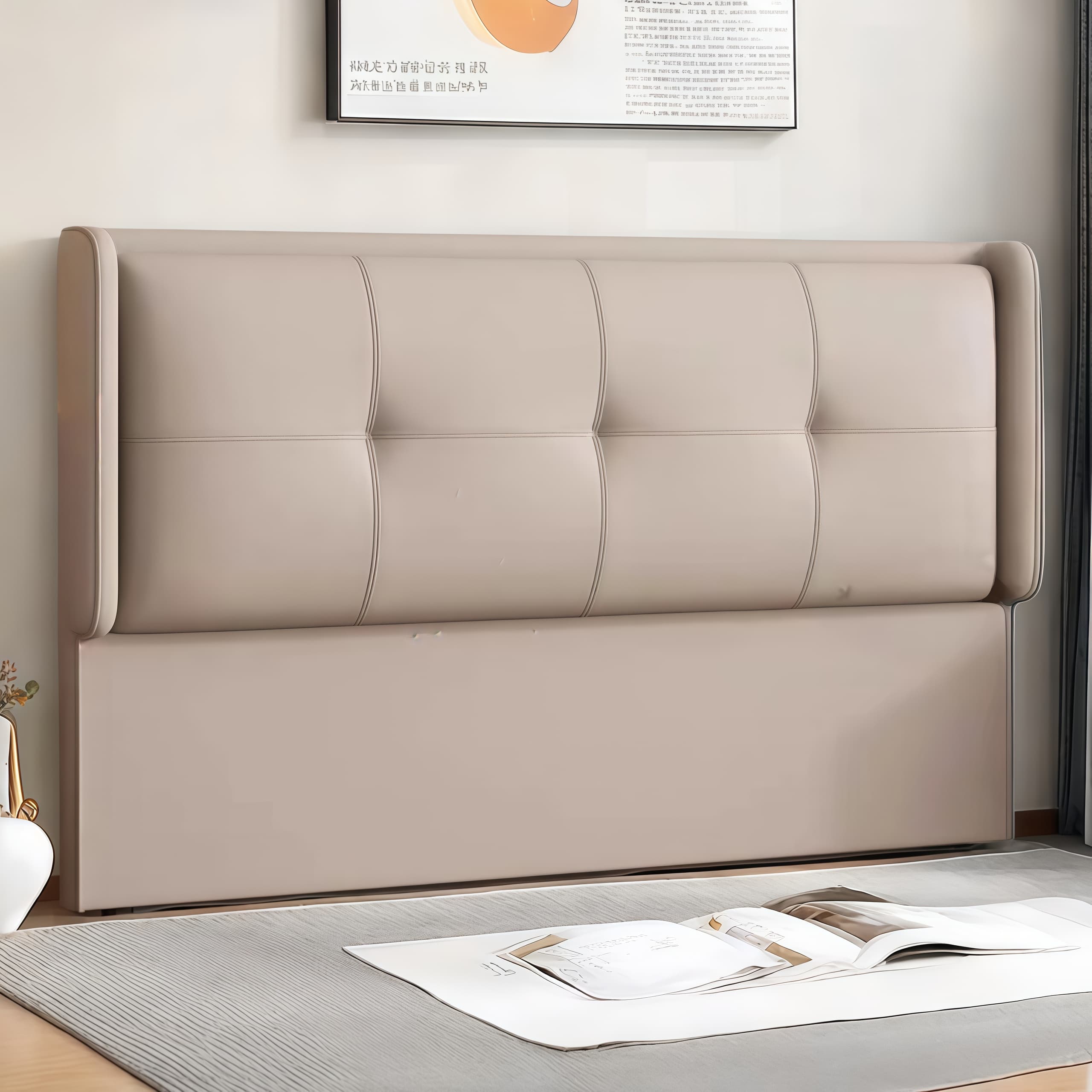 Modish No Distressing Button-tufted Wingback Headboard in Rectangle Shape for King/Queen/Full Bed with Sponge Fill and Standard Height - image 6
