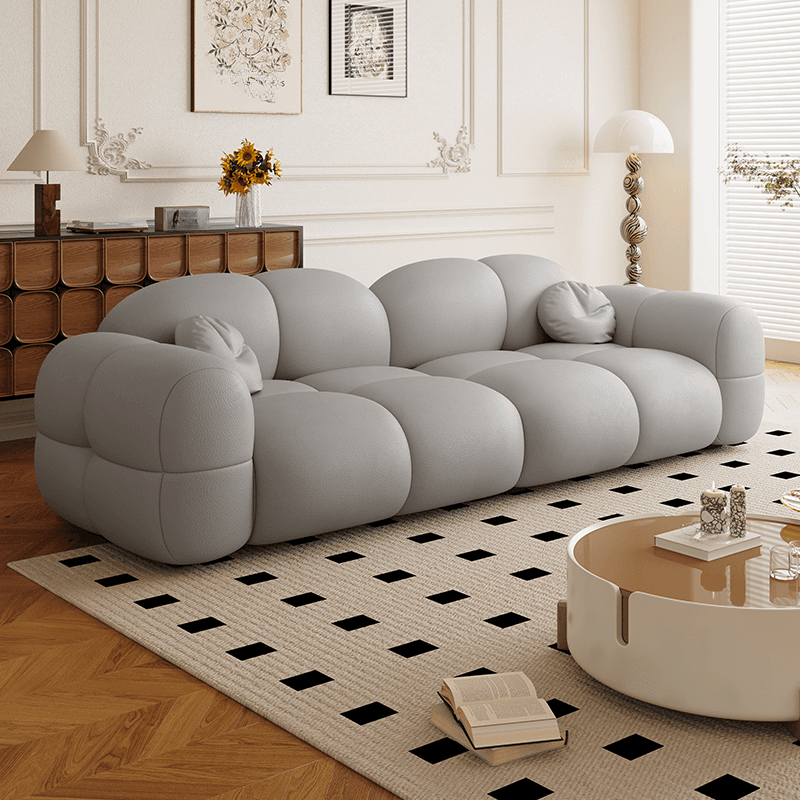 Modern Solid Color Tear Resistant Standard Sofa in Grey/White/Citrus Color with Seating Capacity for 5/4-seater/3-seater and 2 Pillows - image 5