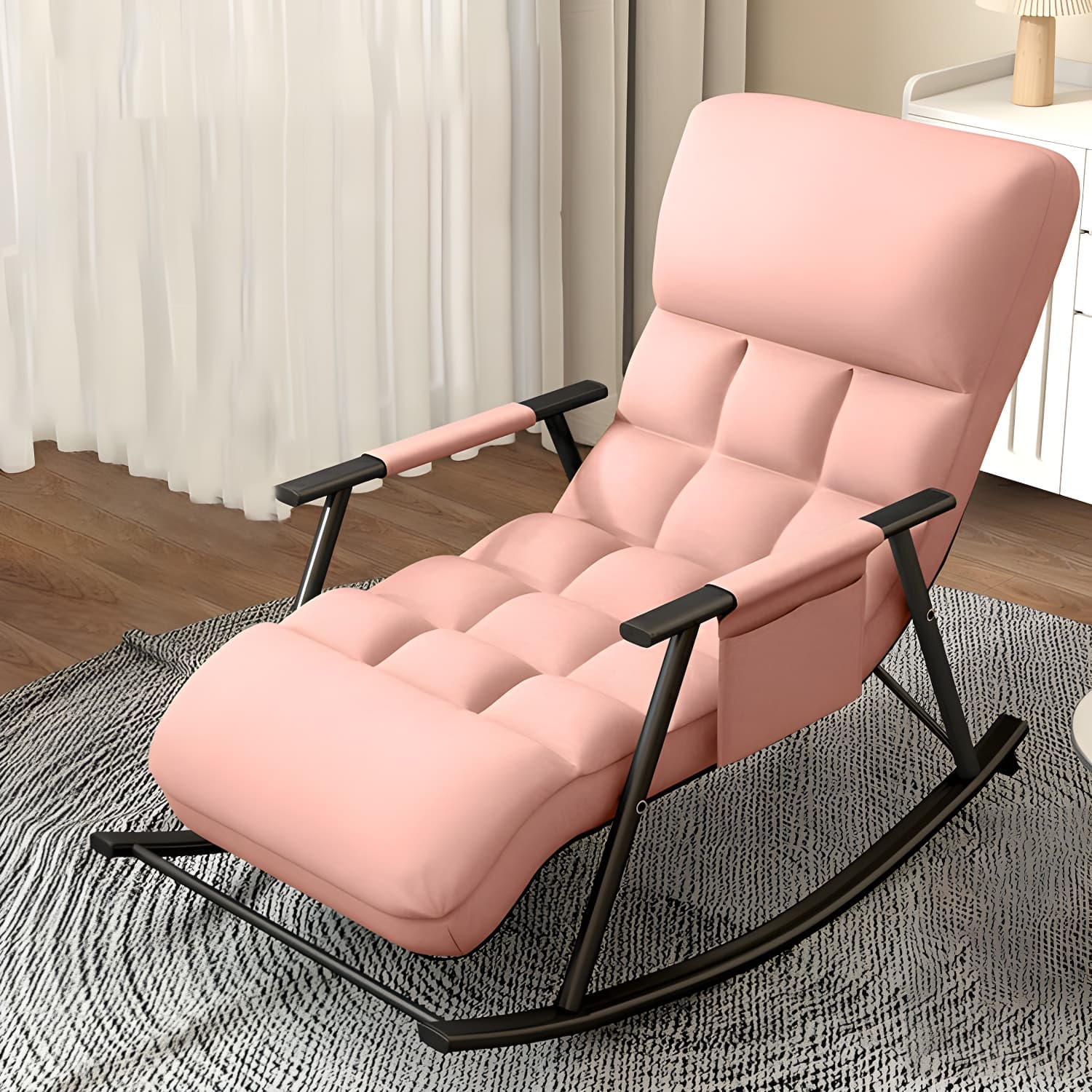 Elegant Modern Upholstered Rocking Chair - Stylish Home Decor with Fun Freshness - image 8