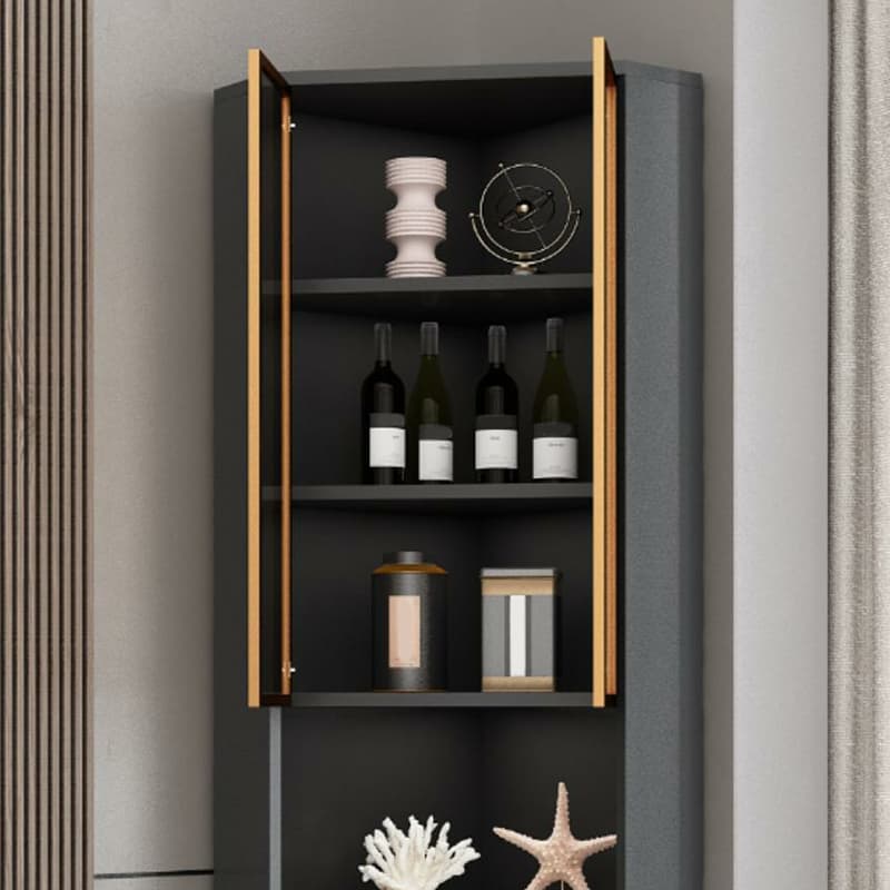 Contemporary Wood Corner Accent Cabinet with Clear Glass Doors, Metal Legs and Interior Shelves - image 18
