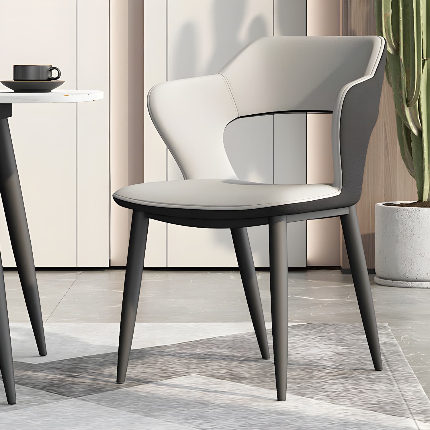 Metal Modern Indoor Side Chair with Arms Matte Finish Open Back Dining Chair - image 20