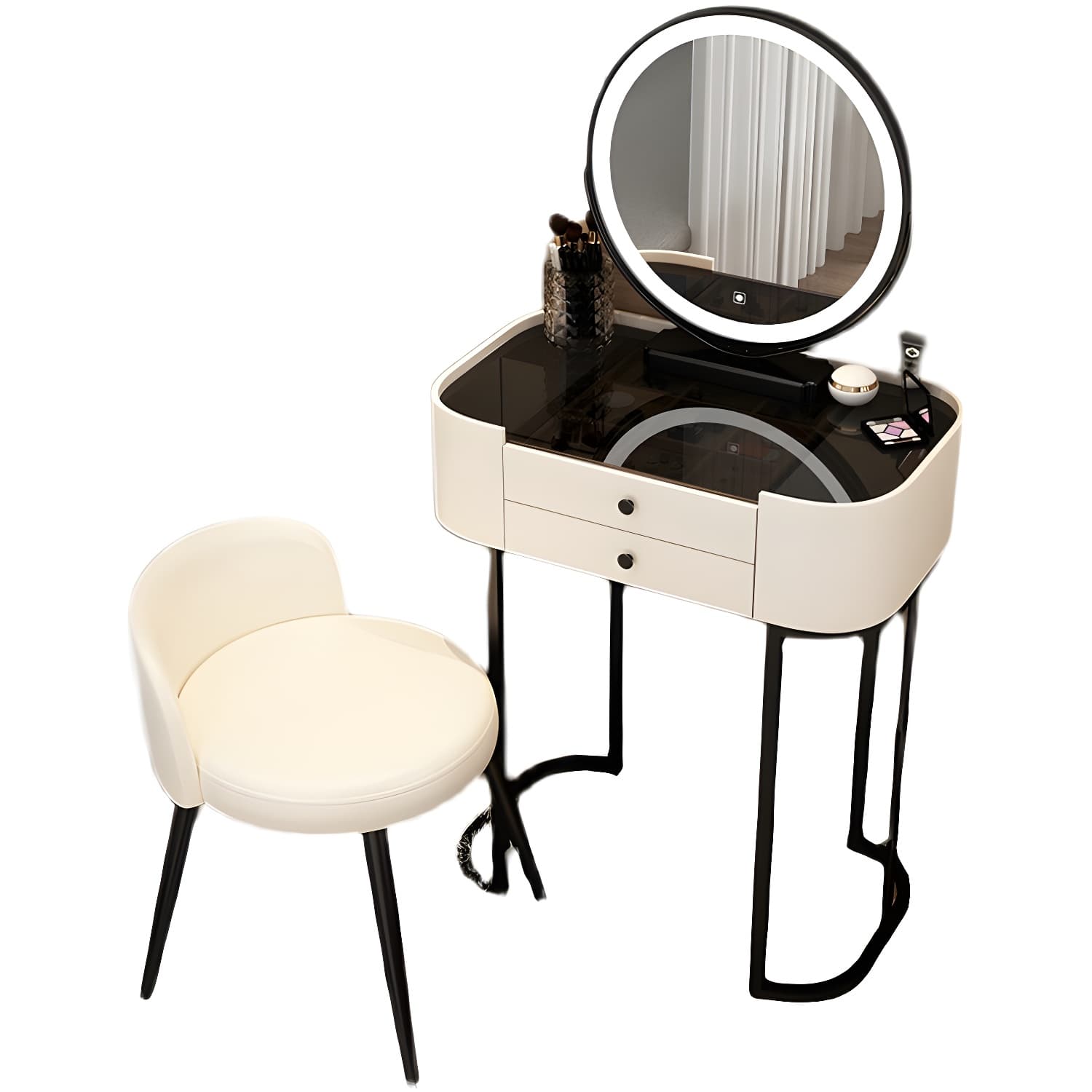 Contemporary Glass Vanity Dressing Table Bedroom Makeup Vanity Desk with Drawer - image 9